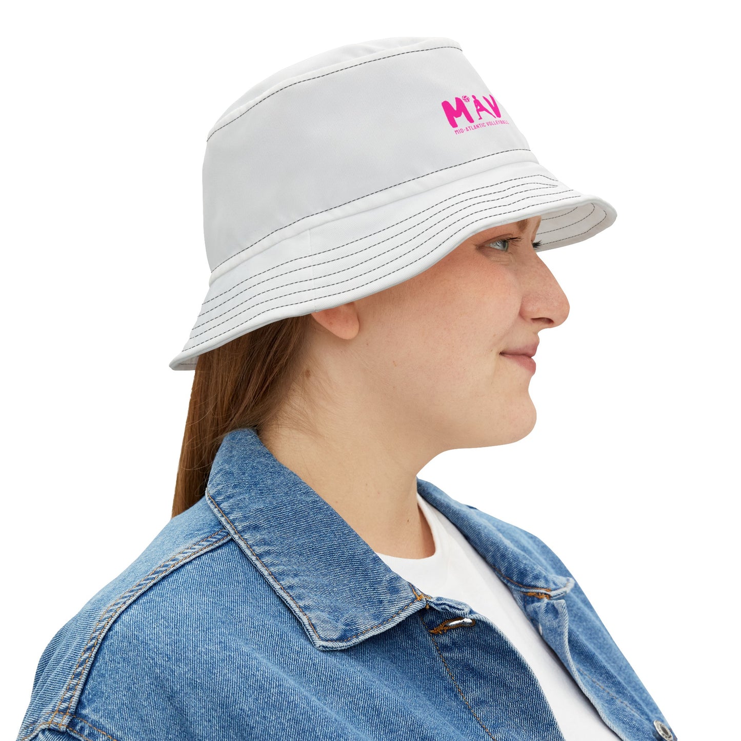 Pink on White Bucket Hat